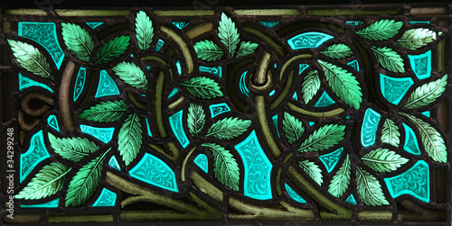 Wallpaper Mural Stained Glass leaves