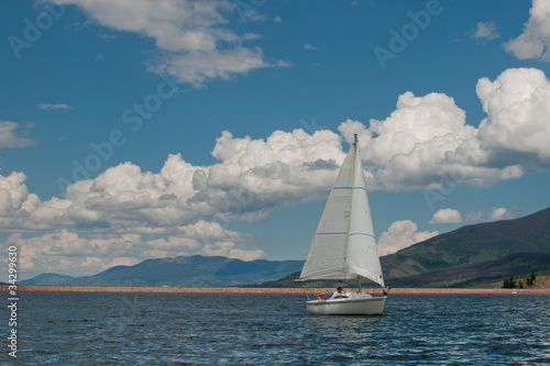 Sailboats on Mountain Lake photo