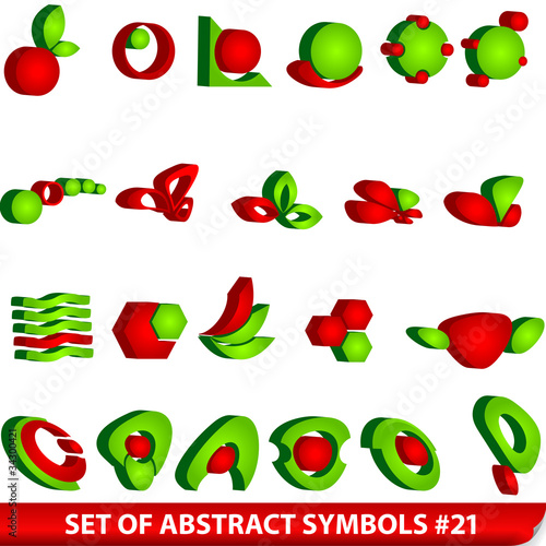 Set of red abstract symbols