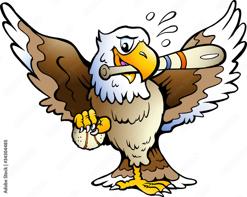 Hand-drawn Vector illustration of an Eagle Playing Baseball Hand-drawn Vector illustration of an Eagle Playing Baseball