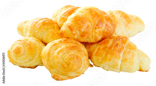 Freshly baked home made mini croissants with clipping path