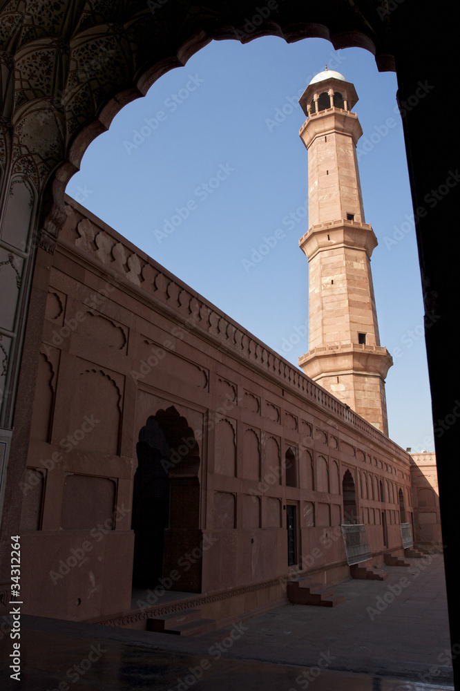 Red tower of Lahore mosque