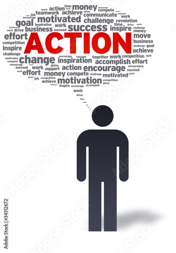Paper Man with action Bubble