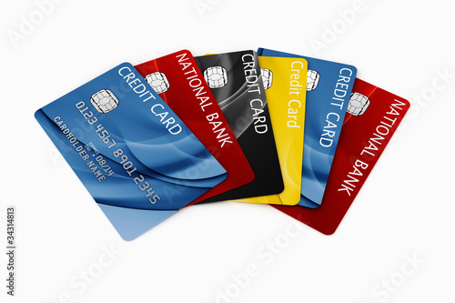 Credit card fanned out