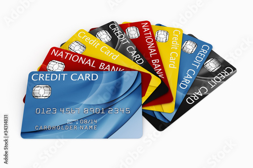 Credit card fanned out