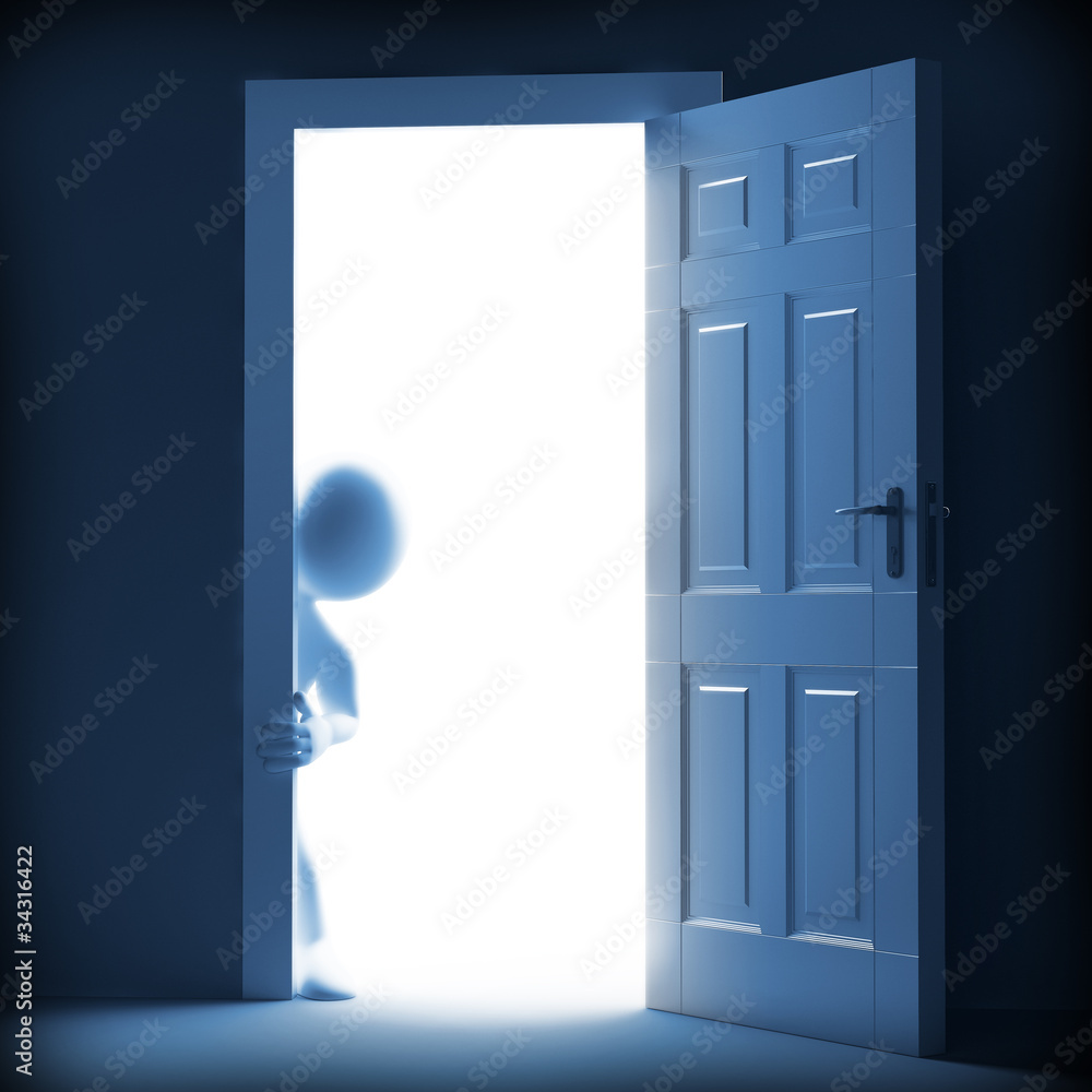 Man looking from the other side of the door Man looking from the other side of the door
