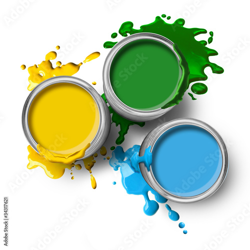 Green blue yellow color paints