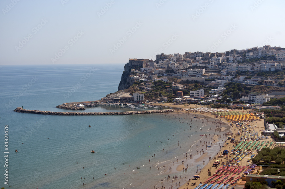 Peschici (Gargano, Puglia, Italy) the beach at summer