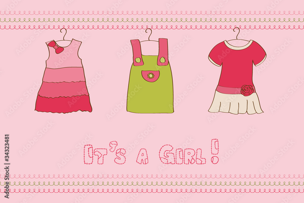 Baby Girl Arrival Card - for design and scrapbook Baby Girl Arrival Card - for design and scrapbook