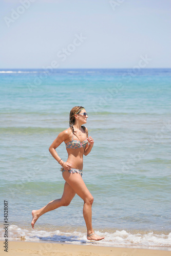 woman running in the water