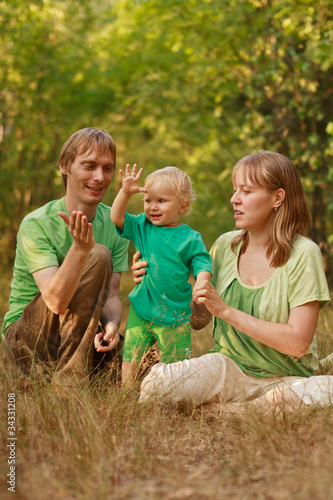 Family playing in nature