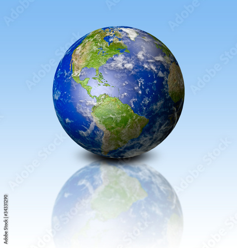 model of Earth on blue background