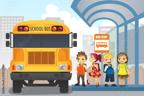 Children at bus stop