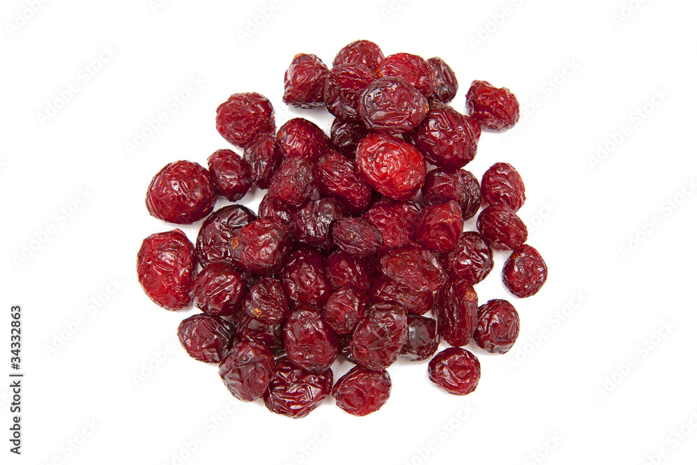 Dried cranberries isolated on white background Dried cranberries isolated on white background