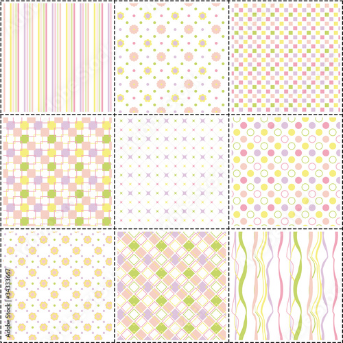 set of patterns with flower, stripe and shape