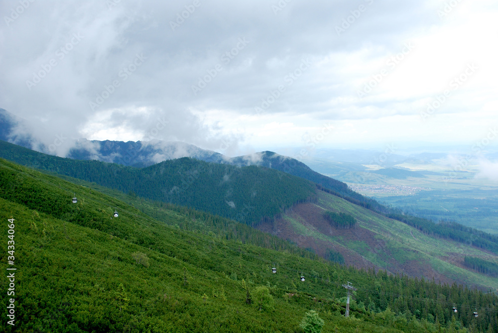 Mountains and funicular, High Tatras, Slovakia Mountains and funicular, High Tatras, Slovakia