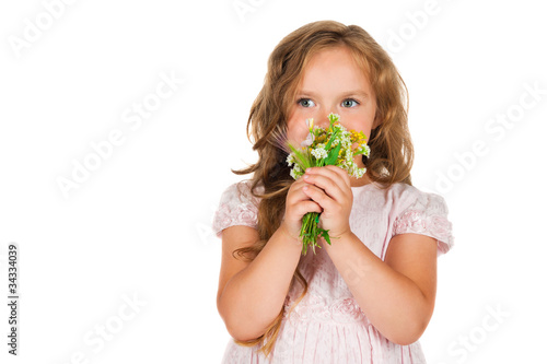 Quadro su tela girl smelling flowers