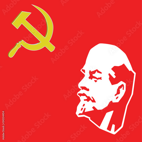 lenin with sickle and hammer