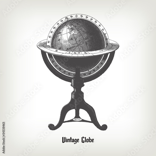 Engraving vintage Globe.
