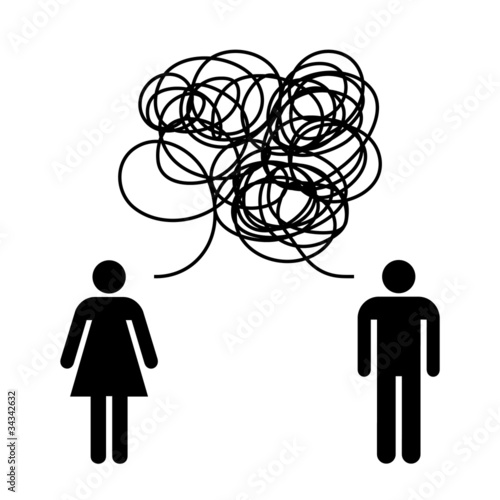 Conceptual image of Man and woman talk.