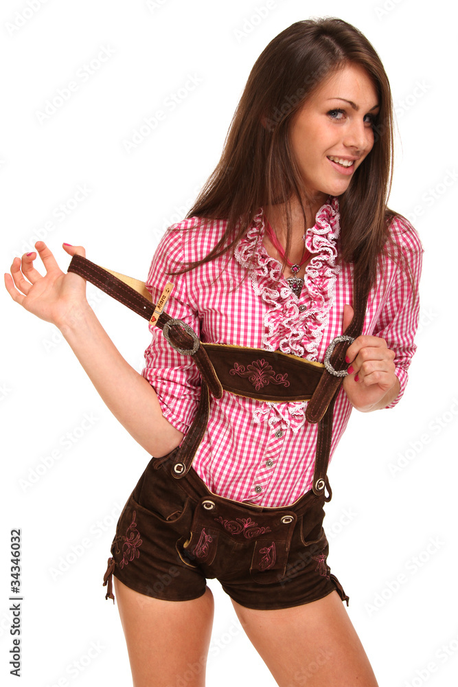 Mädchen mit Lederhosen Stock Photo | Adobe Stock