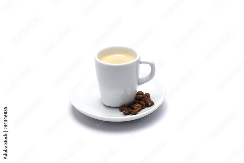 Espresso Tasse mit Bohnen Espresso Tasse mit Bohnen