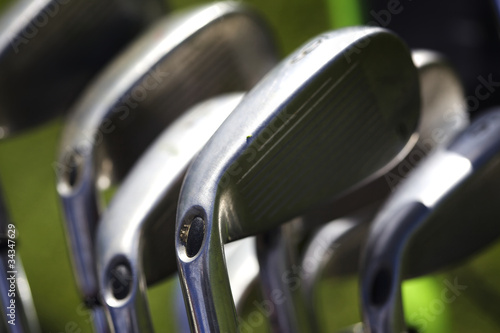 Macro of golf irons