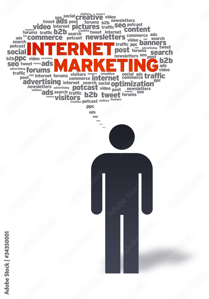 Paper Man with internet marketing Bubble Paper Man with internet marketing Bubble