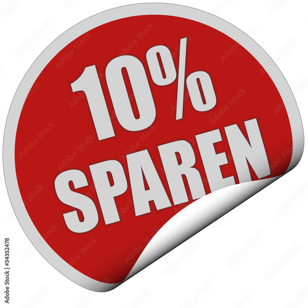 Sticker rot rund curl unten 10% SPAREN Sticker rot rund curl unten 10% SPAREN