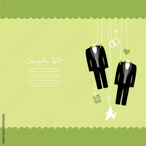 Hanging Wedding Symbols Mr. & Mr. Border Gay Green