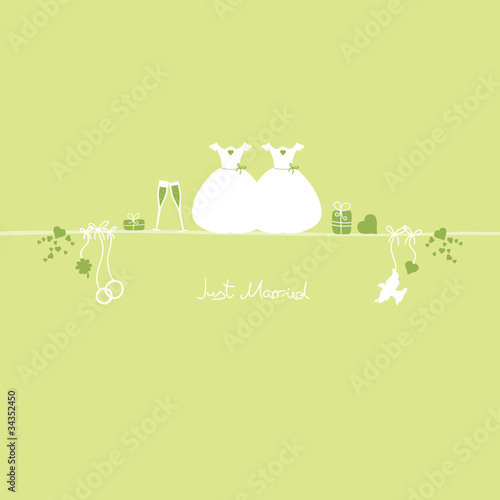 Wedding Symbols Just Married Gay Green