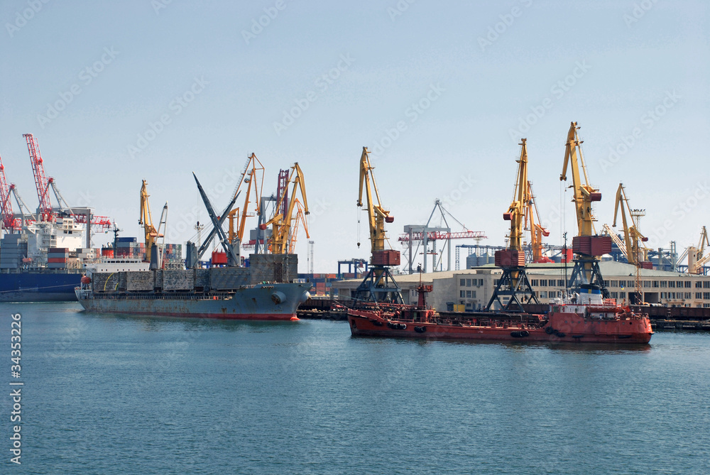 Cargo ships at shipyard