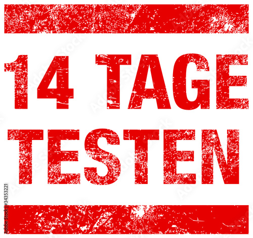 Stempel "14 TAGE TESTEN" Rot
