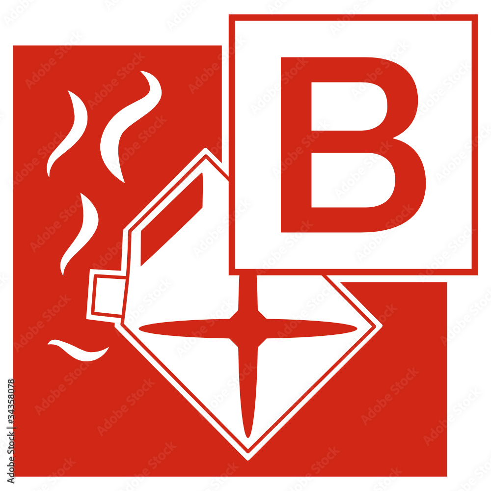 Brandklasse B Zeichen Symbol Piktogramm Plakette rot Stock Vector ...