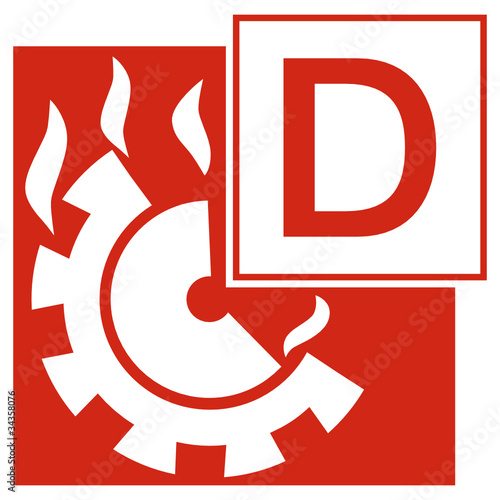 Brandklasse D Zeichen Symbol Piktogramm Plakette Metallbrand