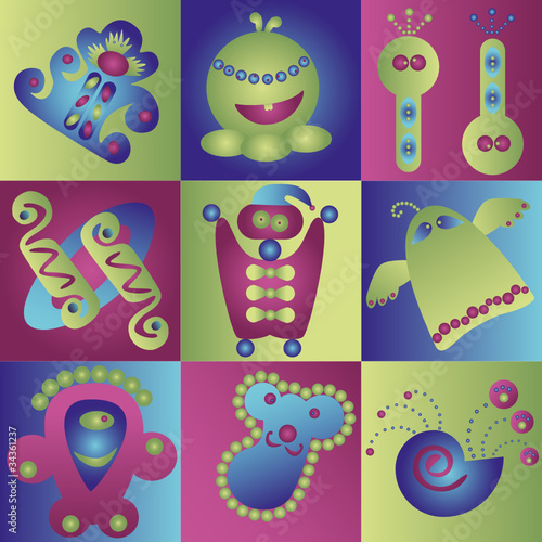 Set of funny monsters
