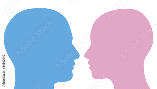 Man and woman heads silhouette