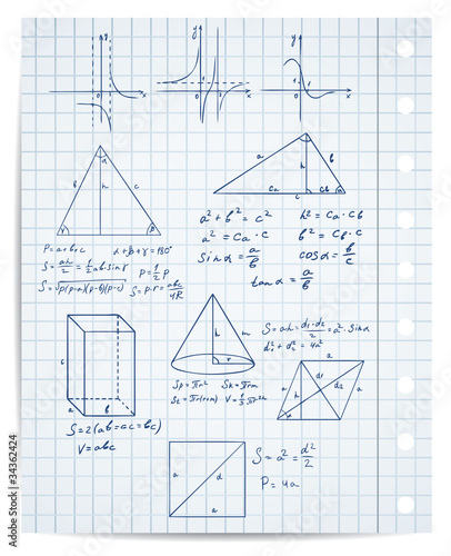 math and geometry on copybook page vector set