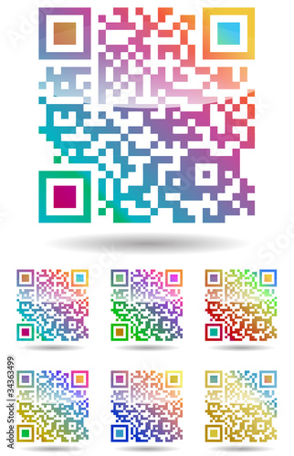 set of color qr code isolated on white background