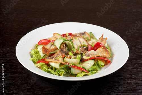 Salad of smoked eel