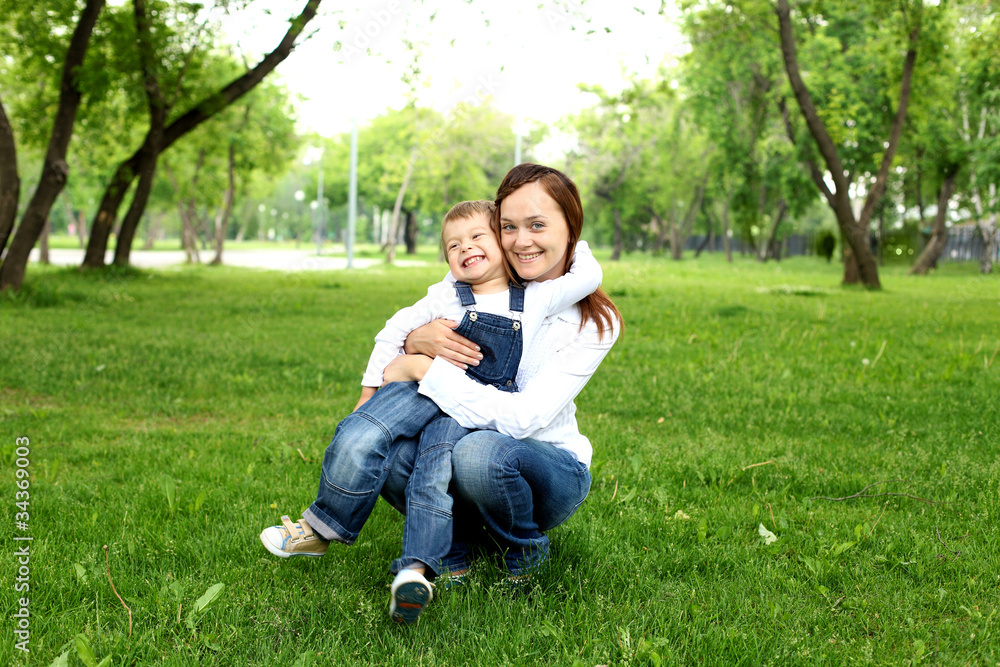 Mother with her son outside Mother with her son outside