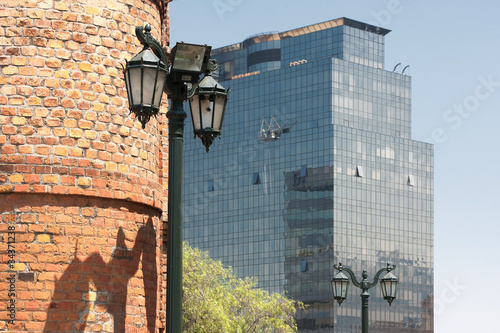 Vintage and modern buildings in Santiago, Chile