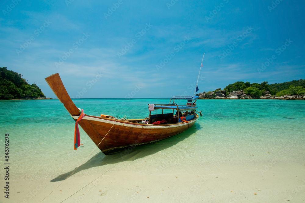 One boat on the sea in Southern of Thailand One boat on the sea in Southern of Thailand