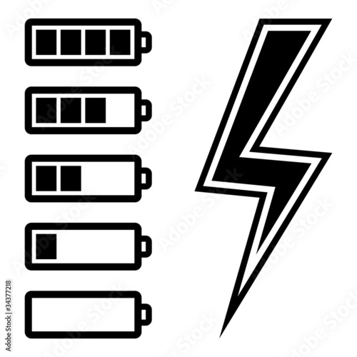 Symbols of battery level, vector illustration.