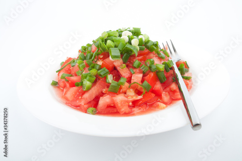 Tomato salad with spring onion