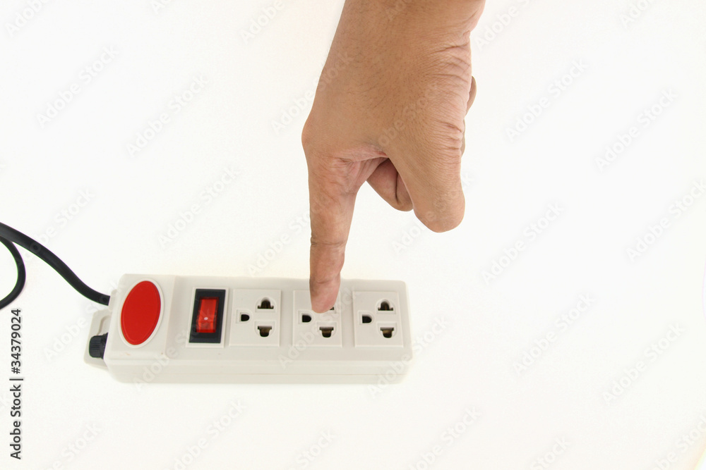 Finger touch on power strip Finger touch on power strip