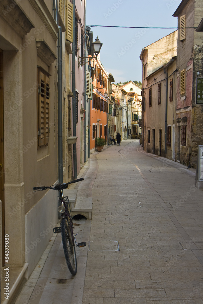 A bicycle in the stone-paved street in Skradin