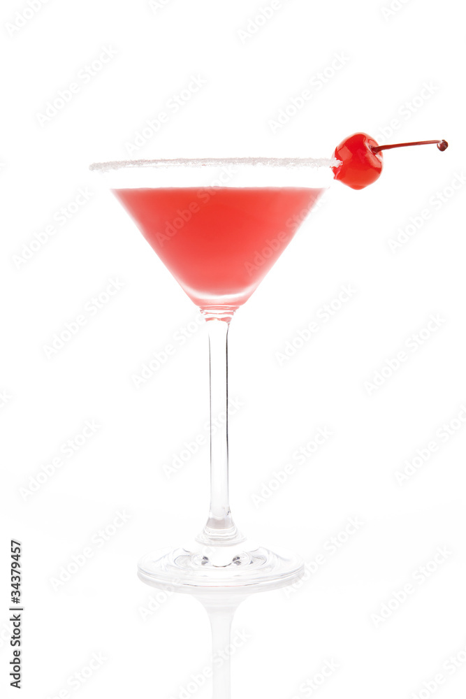 Delicious fruit cocktail with cherry isolated. Delicious fruit cocktail with cherry isolated.