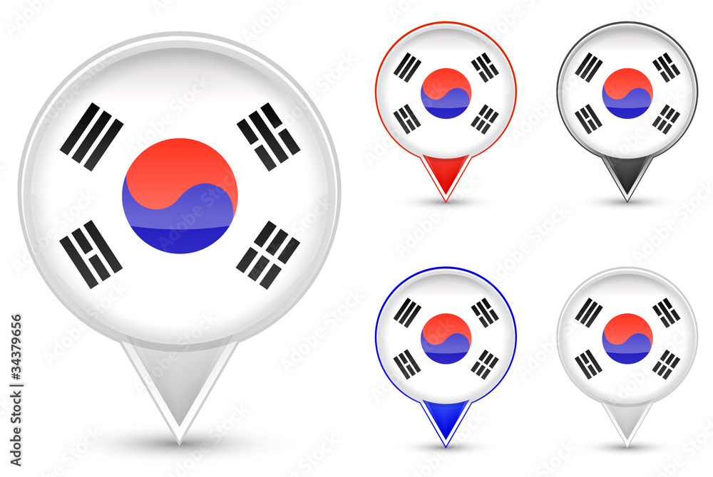 set of Korea buttons isolated on white background set of Korea buttons isolated on white background