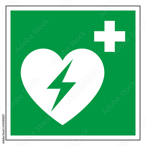 Rettungszeichen Defibrillator Piktogramm Zeichen Symbol photo